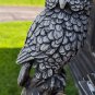 Beautiful 12" Tall Heavy Ceramic Grey Owl Sculpture Figurine On Square Stand