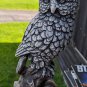 Beautiful 12" Tall Heavy Ceramic Grey Owl Sculpture Figurine On Square Stand