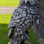Beautiful 12" Tall Heavy Ceramic Grey Owl Sculpture Figurine On Square Stand