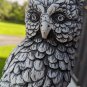 Beautiful 12" Tall Heavy Ceramic Grey Owl Sculpture Figurine On Square Stand