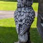 Beautiful 12" Tall Heavy Ceramic Grey Owl Sculpture Figurine On Square Stand