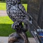 Beautiful 12" Tall Heavy Ceramic Grey Owl Sculpture Figurine On Square Stand