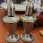 Vintage Metal Glass Set Salt Pepper Shakers Mid Century Plated