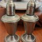Vintage Metal Glass Set Salt Pepper Shakers Mid Century Plated