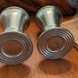 Vintage Metal Glass Set Salt Pepper Shakers Mid Century Plated
