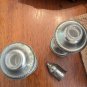 Vintage Metal Glass Set Salt Pepper Shakers Mid Century Plated