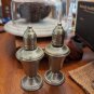 Vintage Metal Glass Set Salt Pepper Shakers Mid Century Plated