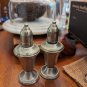 Vintage Metal Glass Set Salt Pepper Shakers Mid Century Plated