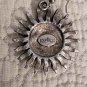 Vintage Express Sun Face Shaped Matte Silver Tone Dangle Earrings Pierced Drop