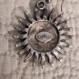 Vintage Express Sun Face Shaped Matte Silver Tone Dangle Earrings Pierced Drop