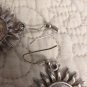Vintage Express Sun Face Shaped Matte Silver Tone Dangle Earrings Pierced Drop