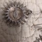 Vintage Express Sun Face Shaped Matte Silver Tone Dangle Earrings Pierced Drop