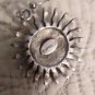 Vintage Express Sun Face Shaped Matte Silver Tone Dangle Earrings Pierced Drop