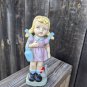 VINTAGE 8" CERAMIC  PORCELAIN COUNTRY FARM GIRL FIGURINE SMU Etched On Bottom