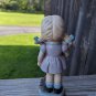 VINTAGE 8" CERAMIC  PORCELAIN COUNTRY FARM GIRL FIGURINE SMU Etched On Bottom
