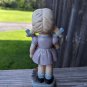 VINTAGE 8" CERAMIC  PORCELAIN COUNTRY FARM GIRL FIGURINE SMU Etched On Bottom