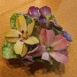 Vintage 1960s Denton Bone China Floral Pin Brooch Made In England