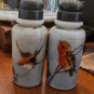 Vintage Song Bird Themed Opeque Glass  Salt And Pepper Shakers