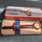 Vintage 1990 Fossil Ladies Watch In Tin Works.