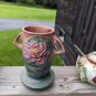 ROSEVILLE Pottery PINK WATERLILY 2 Handled vase 75 7"