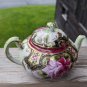 NIPPON STYLE TEAPOT HEAVY GOLD MORIAGE HAND PAINTED PINK ROSES ANTIQUE