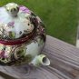NIPPON STYLE TEAPOT HEAVY GOLD MORIAGE HAND PAINTED PINK ROSES ANTIQUE