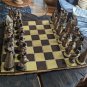 50's Native American Warrior Tribes Molded Ceramic 32pcs Complete Chess Set