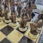 50's Native American Warrior Tribes Molded Ceramic 32pcs Complete Chess Set