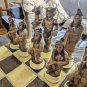 50's Native American Warrior Tribes Molded Ceramic 32pcs Complete Chess Set