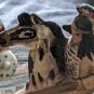 50's Native American Warrior Tribes Molded Ceramic 32pcs Complete Chess Set