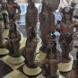 50's Native American Warrior Tribes Molded Ceramic 32pcs Complete Chess Set