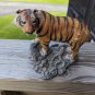 Vintage Resin Orange Siberian Pouncing Tiger Figurine on Rock Made In USA