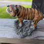 Vintage Resin Orange Siberian Pouncing Tiger Figurine on Rock Made In USA