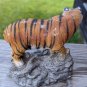 Vintage Resin Orange Siberian Pouncing Tiger Figurine on Rock Made In USA