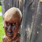 Vintage Hand Carved Wood Man On Drums African Tribal Folk Art Statues Figurine