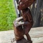 Vintage Hand Carved Wood Man On Drums African Tribal Folk Art Statues Figurine