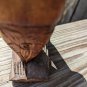 Vintage Hand Carved Wood Man On Drums African Tribal Folk Art Statues Figurine