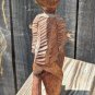 Vintage Hand Carved Wood Man On Drums African Tribal Folk Art Statues Figurine