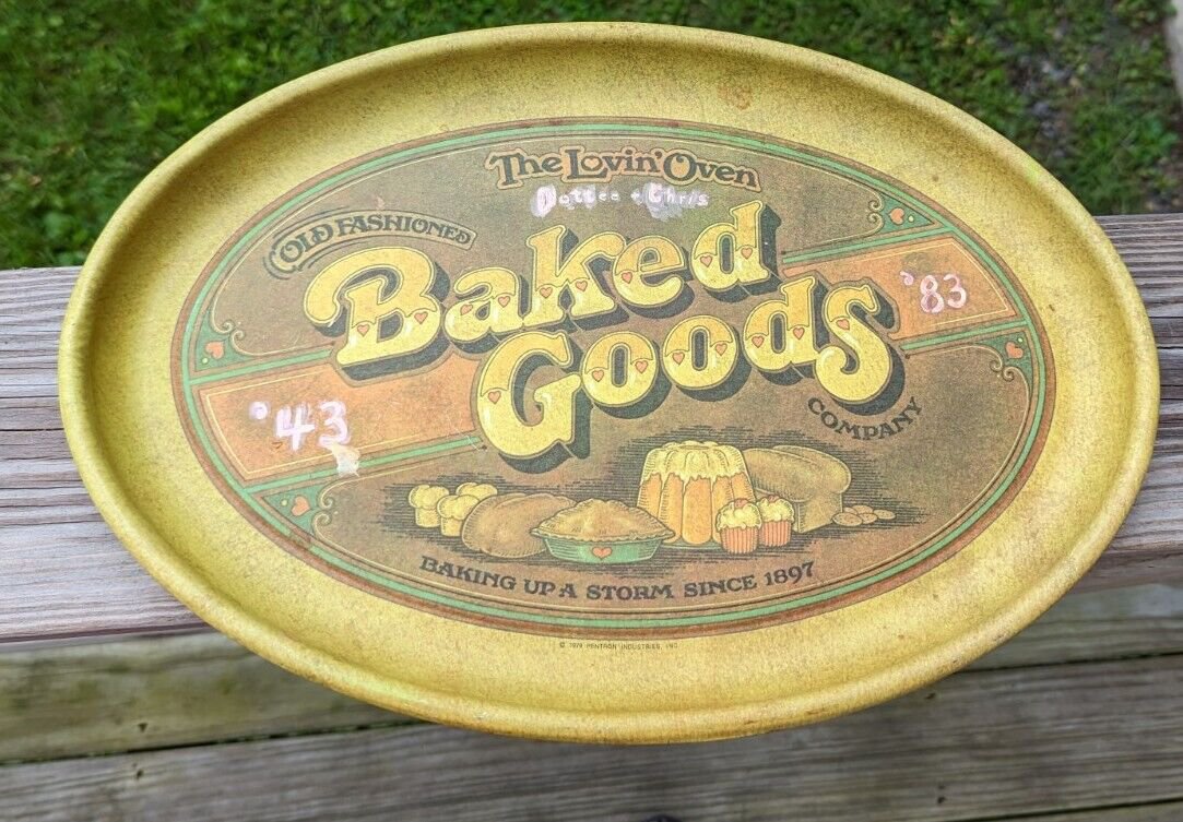 Vintage "The Lovin' Oven" Old Fashioned Baked Goods Metal Serving Tray