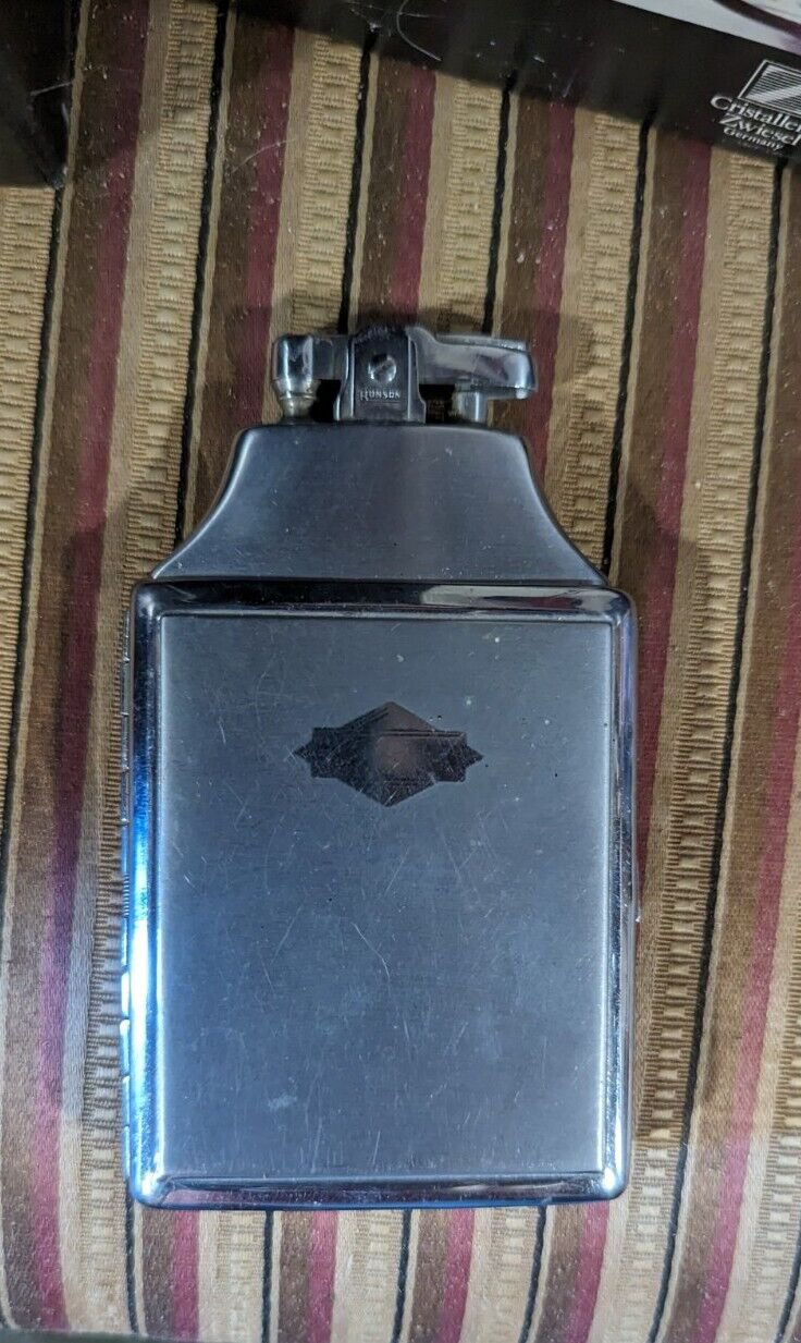 Vintage Classic Ronson Silver Tone Folding Money Clip And Lighter