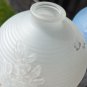 Two Avon Blue & White Frosted  Round  Bud Vases with Embossed Flower Design