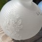 Two Avon Blue & White Frosted  Round  Bud Vases with Embossed Flower Design
