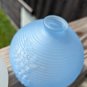 Two Avon Blue & White Frosted  Round  Bud Vases with Embossed Flower Design