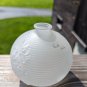 Two Avon Blue & White Frosted  Round  Bud Vases with Embossed Flower Design