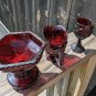 Three Avon Ruby Red Glass Ware Lot