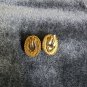 Vintage Les Bernard Clip On Earrings White Glass Stone Over Golden Metal Classic