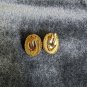 Vintage Les Bernard Clip On Earrings White Glass Stone Over Golden Metal Classic