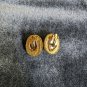 Vintage Les Bernard Clip On Earrings White Glass Stone Over Golden Metal Classic