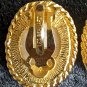 Vintage Les Bernard Clip On Earrings White Glass Stone Over Golden Metal Classic