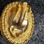 Vintage Les Bernard Clip On Earrings White Glass Stone Over Golden Metal Classic